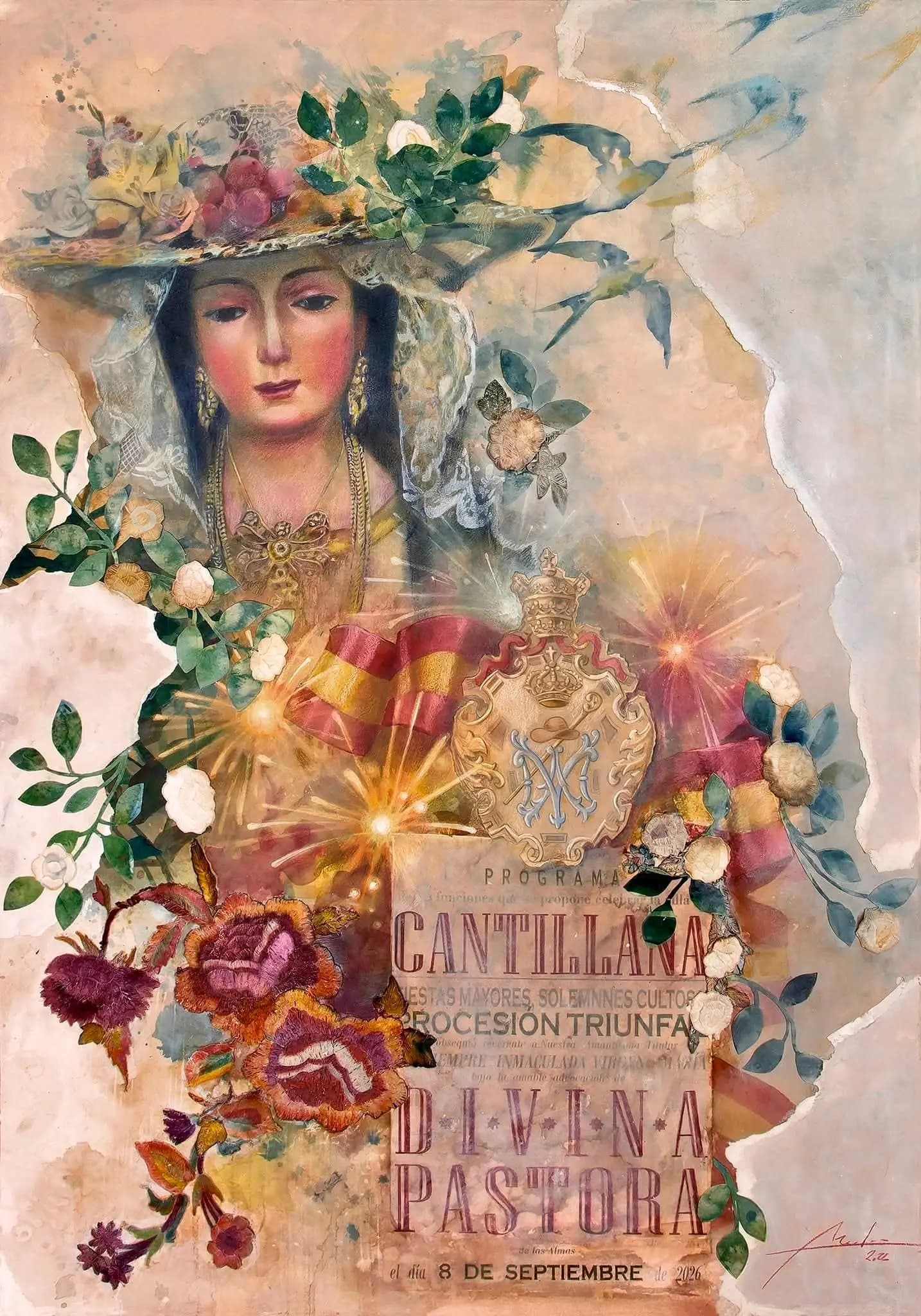 Cartel de las Fiestas Mayores de la Divina Pastora de Cantillana de 2026, obra de Juan Miguel Martín Mena